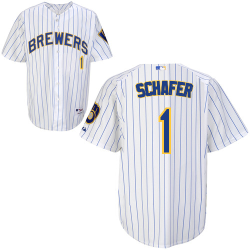 Logan Schafer #1 MLB Jersey-Milwaukee Brewers Men's Authentic Alternate Home White Baseball Jersey